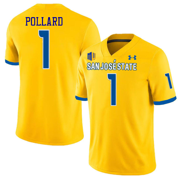 San Jose State Spartans #1 Jordan Pollard College Football Jerseys,Uniforms-Gold
